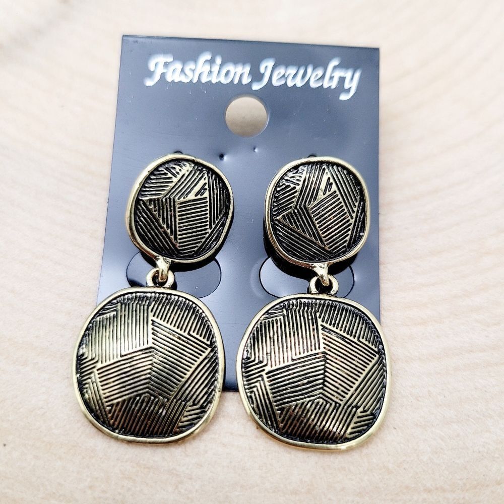 2/$20 Brand New Bohemian Gold Tone Square Earrings